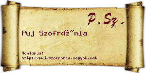 Puj Szofrónia névjegykártya